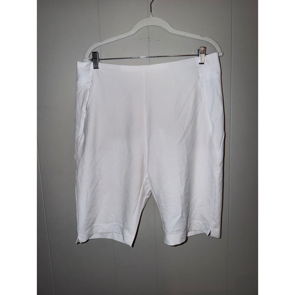 Tail White Label Golf Shorts Womens 14 White Pull On Stretch Bermuda Pockets